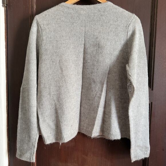 CHICO'S Gray Sequined Shae Open Front Cardigan Wool Mohair Blend Size 2 / Large - Picture 2 of 8